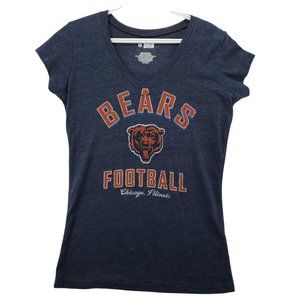 CHICAGO BEARS Shirt Women's Short Sleeve V-Neck Gray NFL Size Extra Large